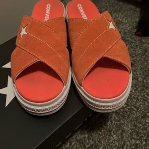 Like new!  Converse One Star sandal!  Orange.  Size 8.  Worn 1-2 times.